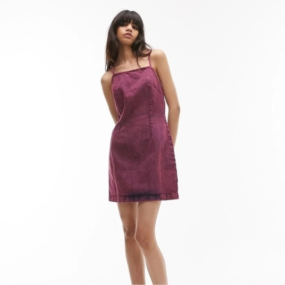 Topshop Dresses & Skirts - Topshop over dye denim dress in pink size 2 y2k Anthropologie J
